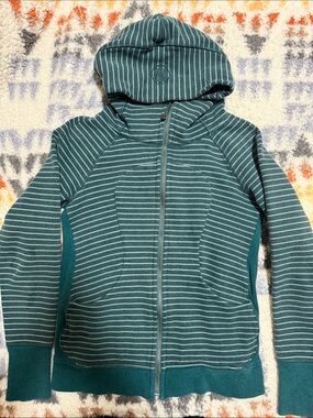 lululemon athletica Teal Striped Full-Zip Hoodie